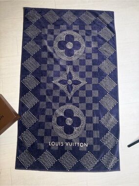Louis Vuitton Navy and Cream Monogram Beach Towel